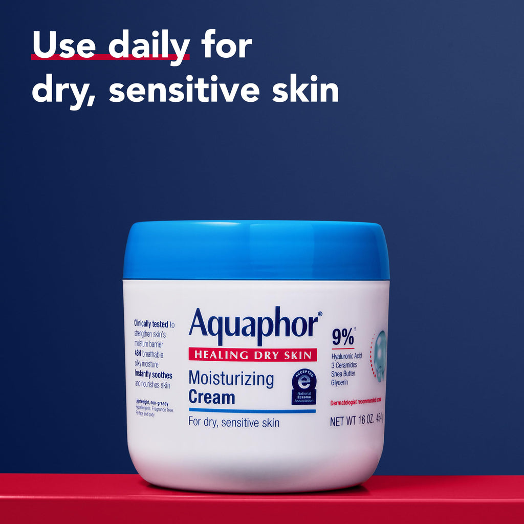 Aquaphor Moisturizing Face and Body Cream with Hyaluronic Acid, 16 OZ