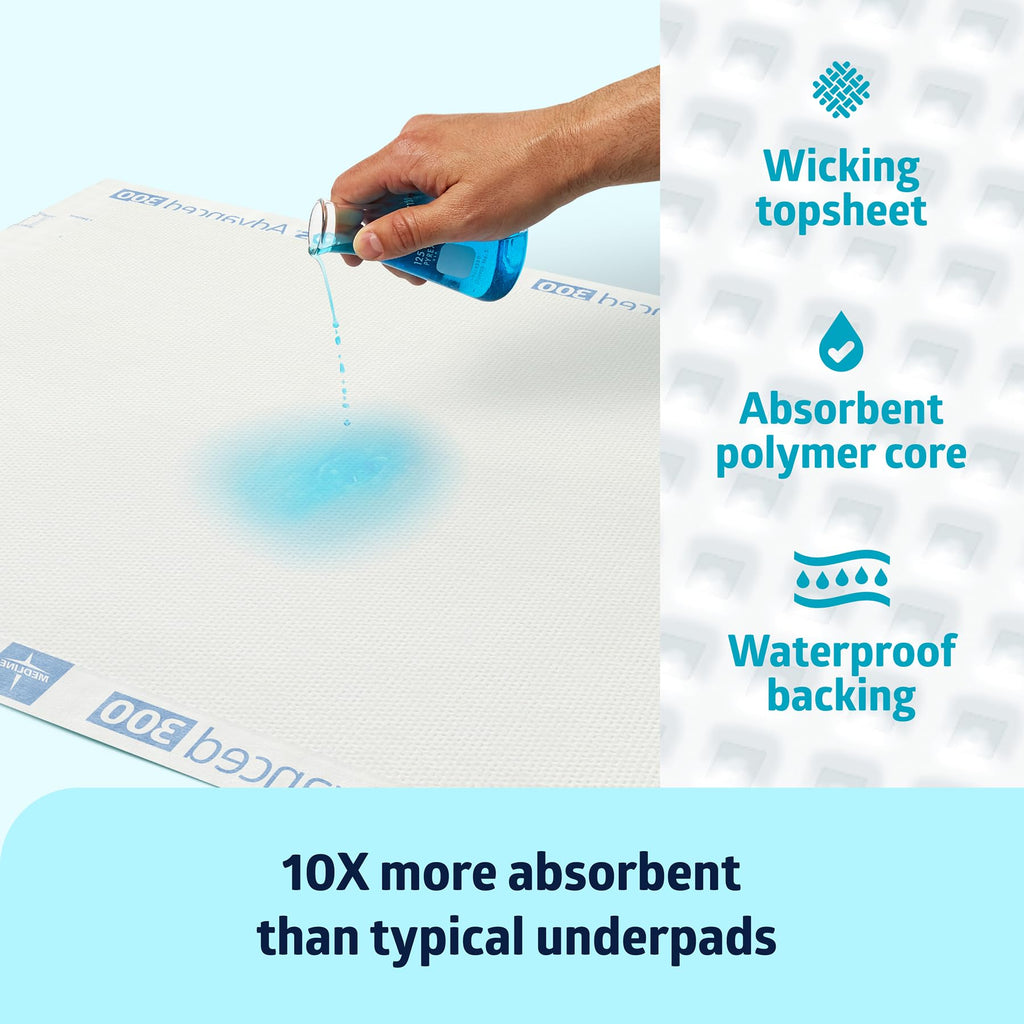Medline Advanced Ultrasorbs Drypads, 30" x 36", 70 Count, Large Disposable Bed Pads, Incontinence Bed Pads, Super Absorbent Chucks For Adults, Elderly, 300 lb Weight Capacity