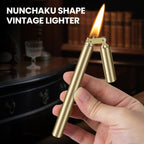 CHOICEDC Vintage Lighter, Cool Trench Lighter, Unique Slim Kerosene Lighters Fluid Refillable, Antique Brass Pipe Lighters with Spare Oil Tank and Flint Chamber, Novelty Gifts for Men Women, No Fuel