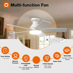 addlon Ceiling Fans with Lights, 42 Inch Low Profile Ceiling Fan with Light And Remote Control, Flush Mount, Reversible, 3CCT, Dimmable, Quiet, White Small Ceiling Fan for Bedroom Indoor/Outdoor Use