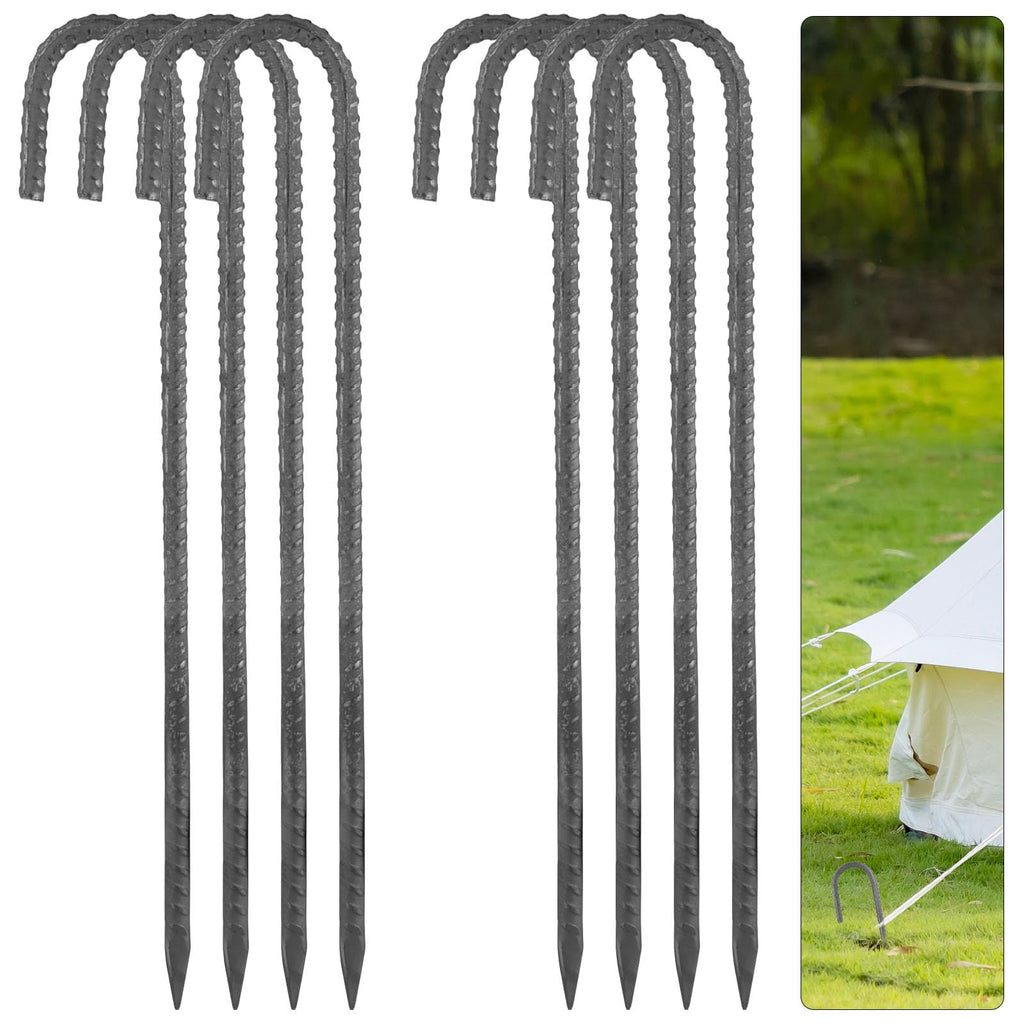 Alffun 16 Inch Rebar Stakes, 8 Pcs Metal Stakes for Ground