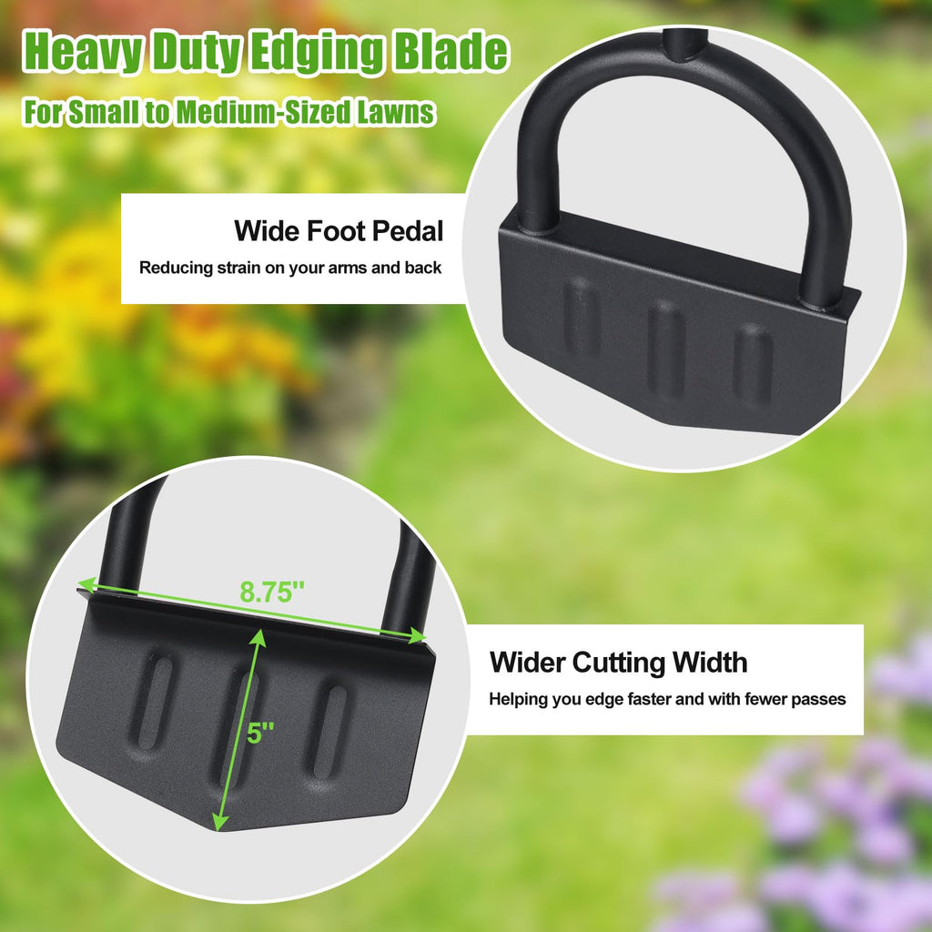 Lilyvane Heavy-Duty Manual Grass Edger 41 Inch – Half Moon Lawn Edger Tool with Wide Footplate, Steel Border Edger for Landscaping, Garden Edging, Trench Digging & Irrigation Cable Burying