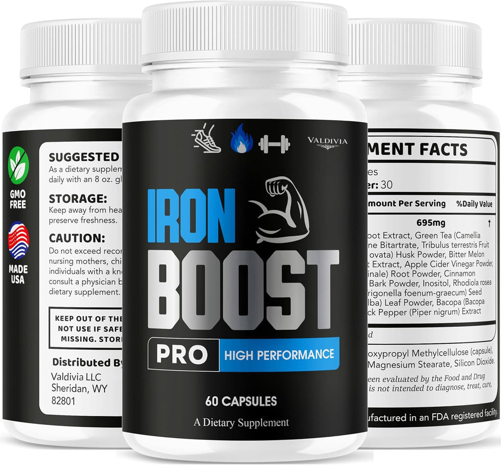 Iron Boost Pro Capsules - Official Iron Boost Pro Advanced Supplement Support - Maximum Strength, Natural IronBoost Pro for Overall Health & Wellness Reviews, 60 Capsules for 1 Month