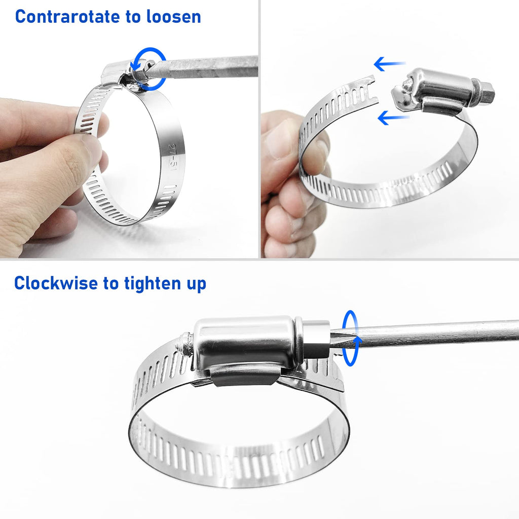 Hose Clamp 3/8 Inch, 20 Pcs Stainless Steel Hose Clamps for 1/4 Inch to 3/8 Inch hose pipe Adjustable Worm Grear Hose Clmaps for Fuel Lines, Radiator, Automotive, Mechanical