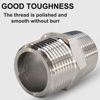 4PCS 3/4" x 3/4" NPT Male Hex Nipple Pipe Fittings, 304 Stainless Steel 3/4 inch MNPT Threaded Pipe Adapter Fittings Equal Nipples Straight Connector