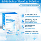 0.9% Saline Cleaning Solution, Normal Solution, Ready-to-Use for Daily Cleaning, Household Use, 15ml Each, 20 per Box, 300ml /10.56 FL OZ