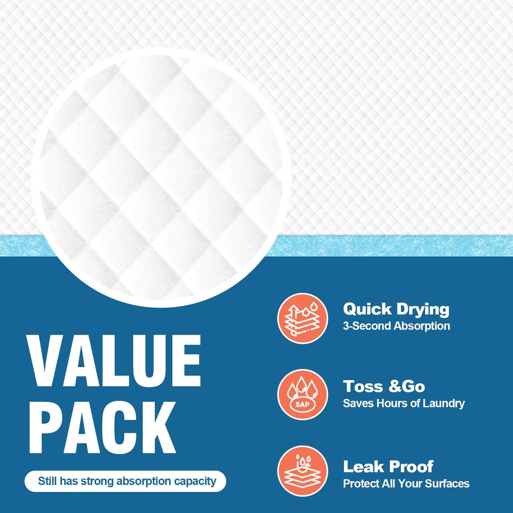 50 Count Disposable Bed Pads 30''X36'' MILDPLUS Super Absorbent Underpads, Disposable Extra Large Chucks Pads Incontinence Pads for Adults and Kids, Dog Training Pads