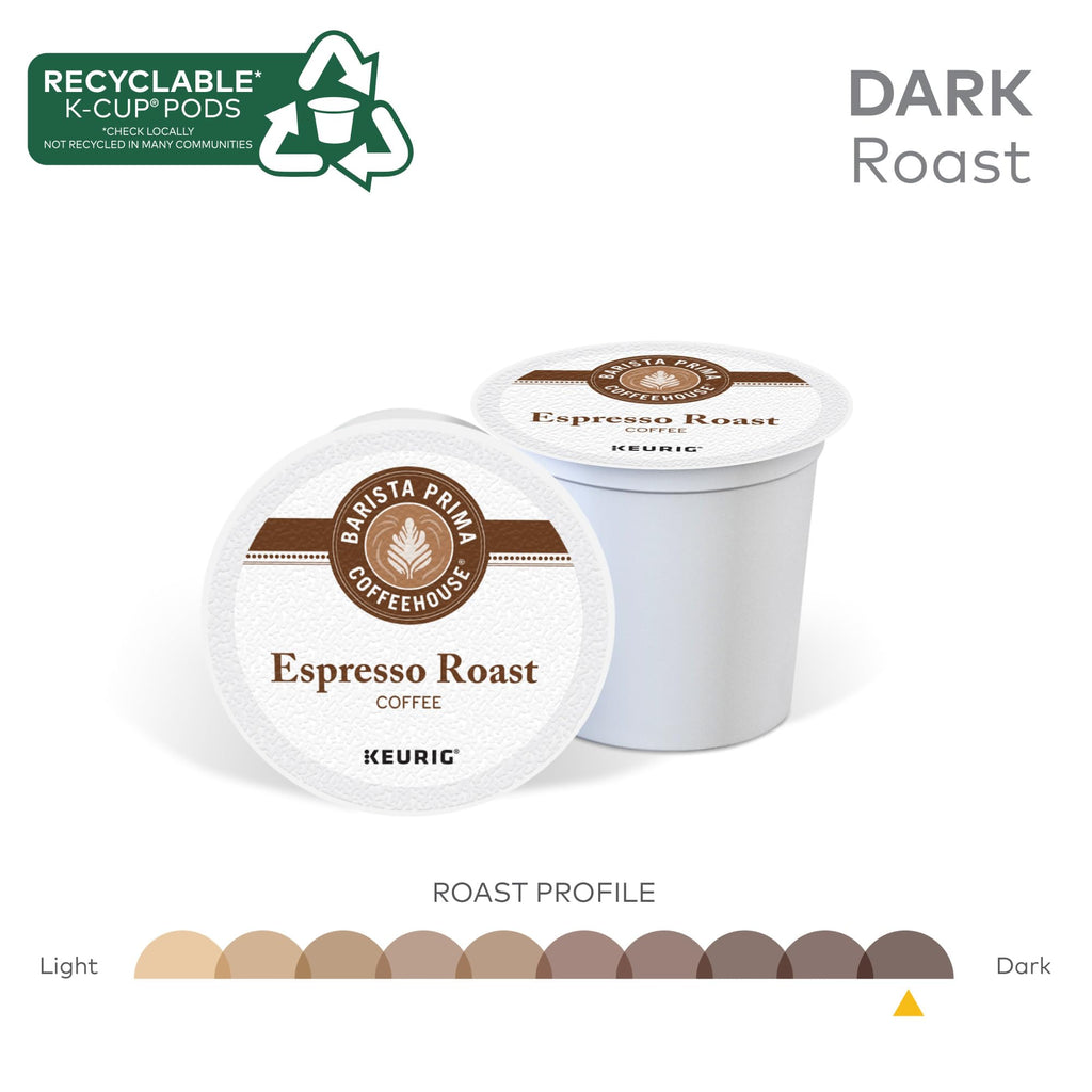 Barista Prima Coffeehouse Espresso Roast Coffee, Keurig Single Serve K-Cup Pods, 96 Count