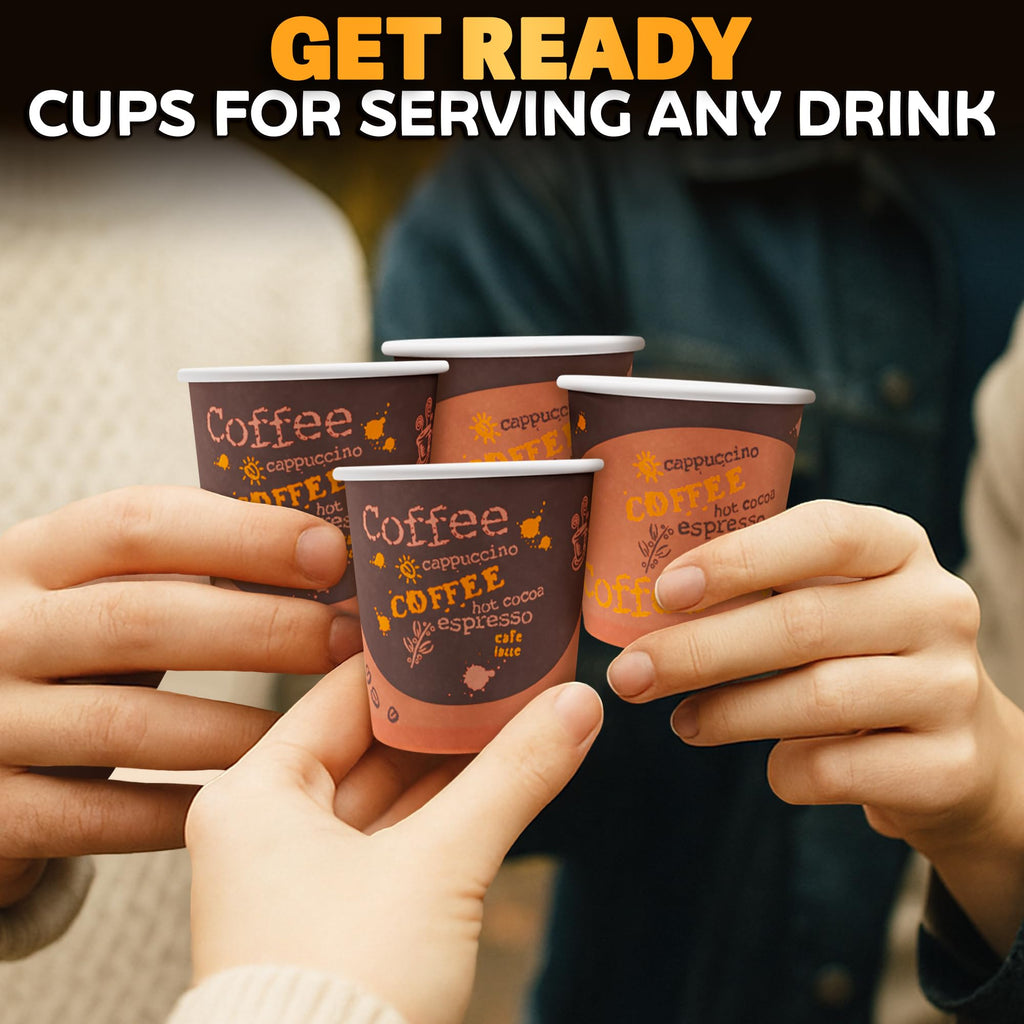 Reluen 200 Pack 3 Oz Disposable Espresso Cups, Paper Cups for Hot Drinks