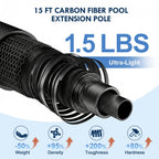 CROHDLE New Carbon Fiber Pool Pole Telescopic, 4.6-15 FT Lightweight Adjustable Extension Poole Pole, Professional Telescoping Swimming Pool Cleaning Poles, for Brushes, Vacuum, Nets, Skimmers