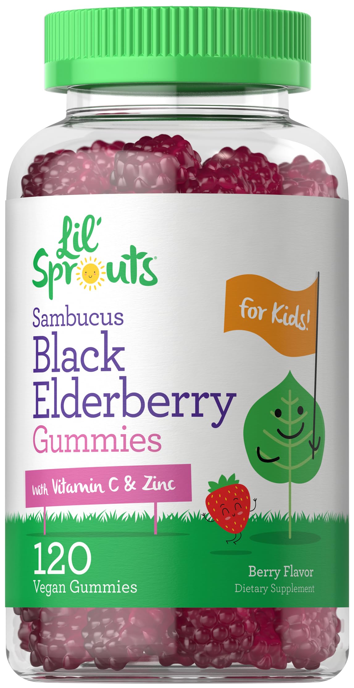 Carlyle Elderberry Gummies for Kids | 120 Count | Zinc and Vitamin C | Berry Flavor | Vegan, Non-GMO, and Gluten Free | by Lil' Sprouts