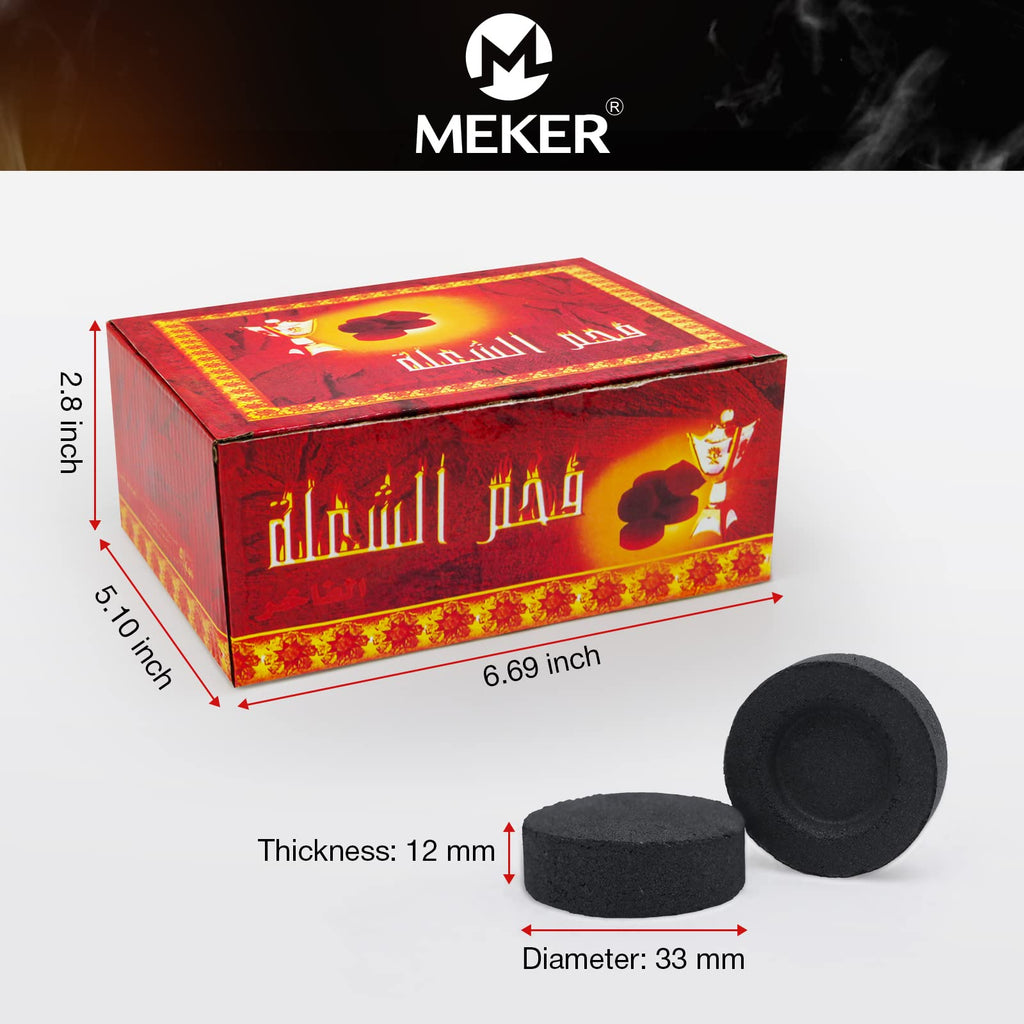 MEKER Quick Light Charcoal Briquettes, Charcoal Disk Lights, 33 mm Nature Coal Disks, Instant Fire Coal Tablet, Charcoal Burner (200Pcs)
