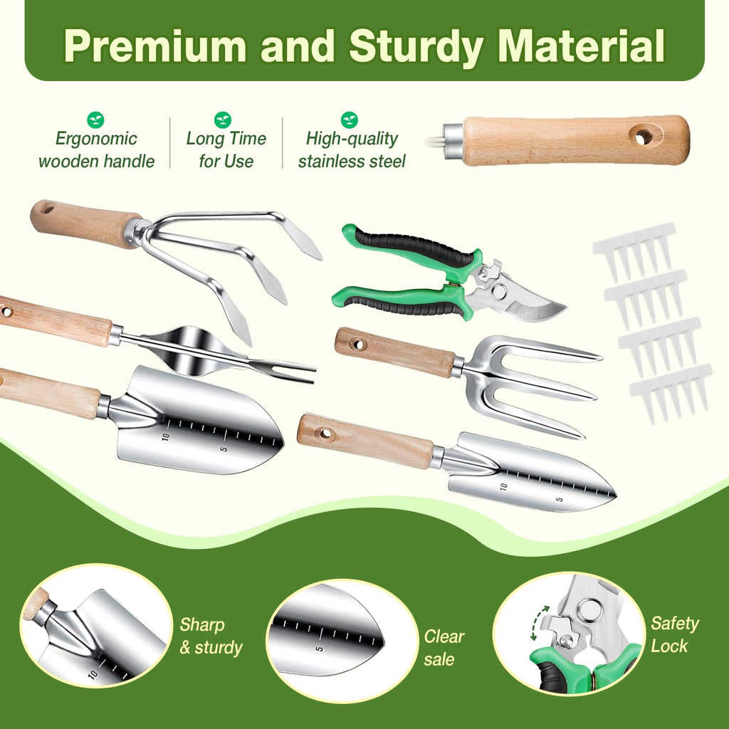 Gardening Tools Set for Women 29Pcs Heavy Duty Garden Hand Tools Set with Floral Tote Bag Rust-Proof Garden Tool Kit Supplies Gardening Esssential Garden Gifts for Mothers Day Mom Beginner