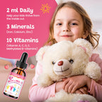 Liquid Iron Supplement for Kids, Women & Men - with Calcium, Zinc, Kids Multivitamin with Iron Drops - Blood Builder & Energy Support for Iron Deficiency, Anemia, Peach Flavor 4 Fl Oz