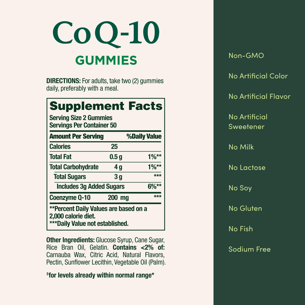 Nature’s Bounty CoQ10 Gummies, Supports Heart Health, CoQ10 200mg, Peach Mango Flavor, 100 Coun