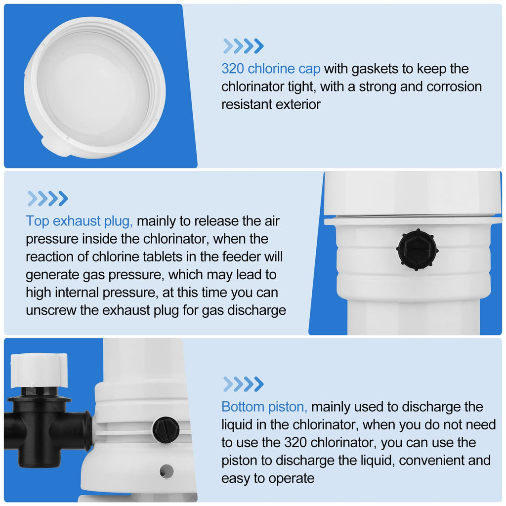 Upgraded 320 Pool Chlorinator Automatic Chlorine/Bromine Inline Feeder Compatible with pentair Rainbow 320 Chlorinator, R171096 Feeder for Various Online and Offline Pools and spa Centers