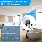 Siasky Universal Bathroom Vent Exhaust Fan Motor Replacement Motors Kit, Fit for Nu-Tone Br-oan Exhaust Vent Fan Motor 120V 50CFM, with Blower Wheel