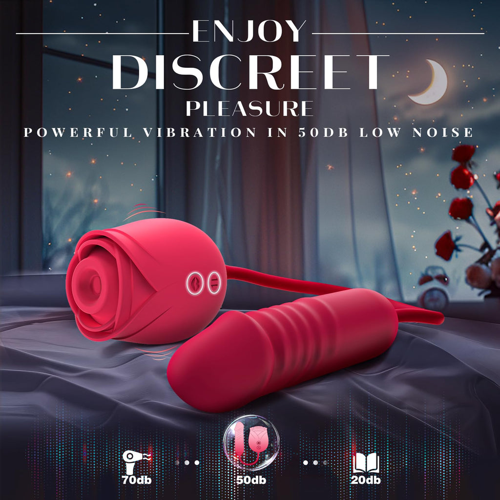 Vibrator Dildo Sex Toys for Women - MOOLIGIRL Rose Sex Toy with Thrusting G Spot Vibrators & 10 Sucking Modes for Clitoral Nipple Stimulation Anal Dildos Adult Sex Toys Games for Couples Sex Machine
