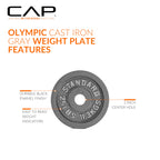 CAP Barbell Olympic 2-Inch Weight Plate, Gray, 2.5 LBS
