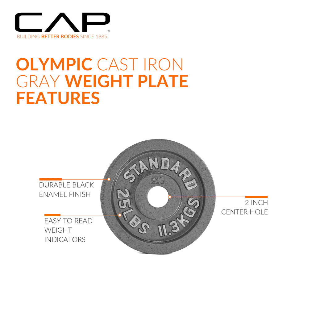 CAP Barbell Olympic 2-Inch Weight Plate, Gray