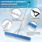 Floating Lake Rake, Leaf Collector for Gardening, 36" Aluminum Landscape Rake with Adjustable Handle, 33FT Rope & Float, Weed Algae Removal, Multifunctional Detachable Aquatic Weed Rakes