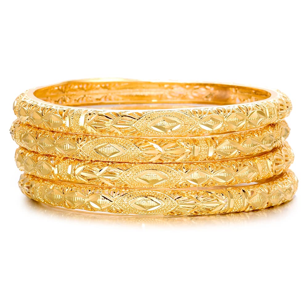 Ethlyn Large Sized Wrist Women Bracelets 2.7inch 18K Gold Plated Fixed Big Size Wrist Bangles Sets (4pcs /lot) (MY345)