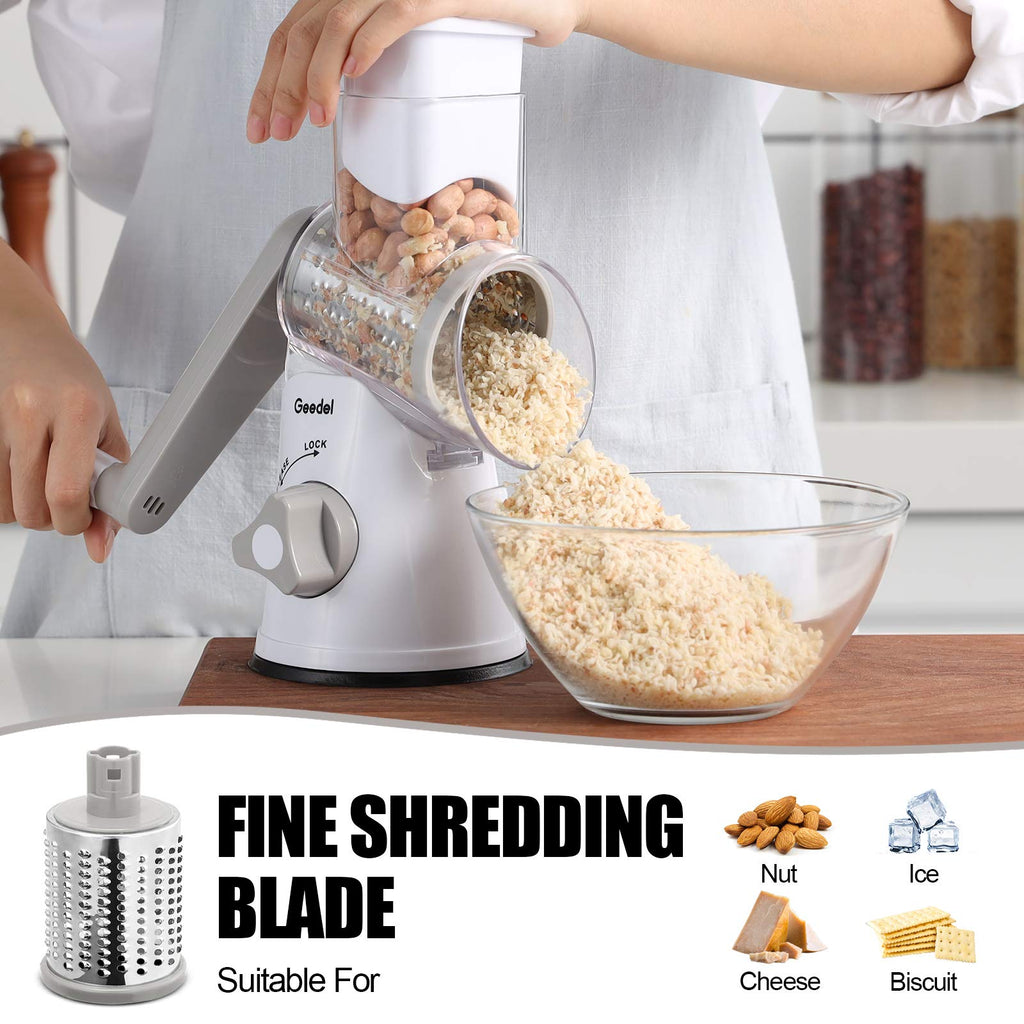 Geedel Rotary Cheese Grater Hand Crank, Cheese Shredder Vegetable Slicer