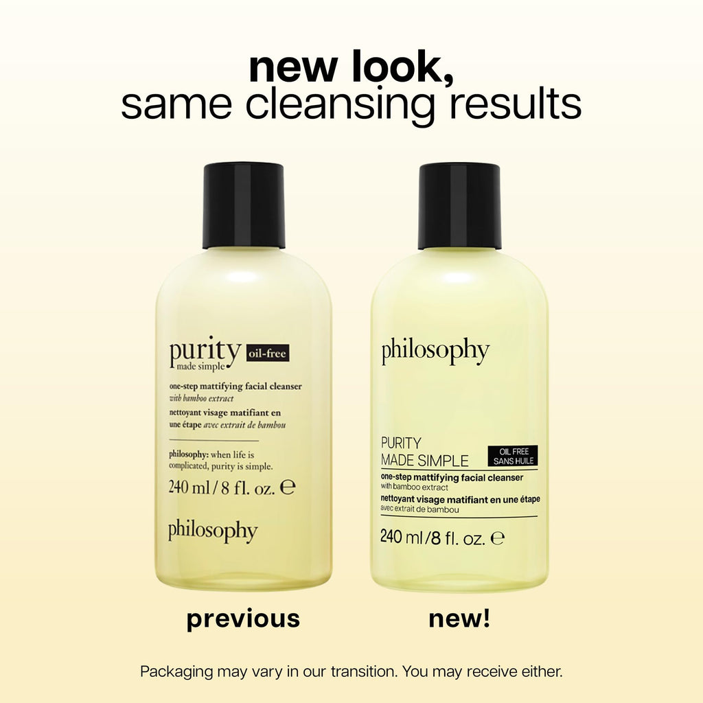 philosophy purity made simple one-step mattifying facial cleanser - with bamboo extract - oil-free formula gently removes makeup & dirt, leaving skin with a healthy, matte appearance - 8 fl oz