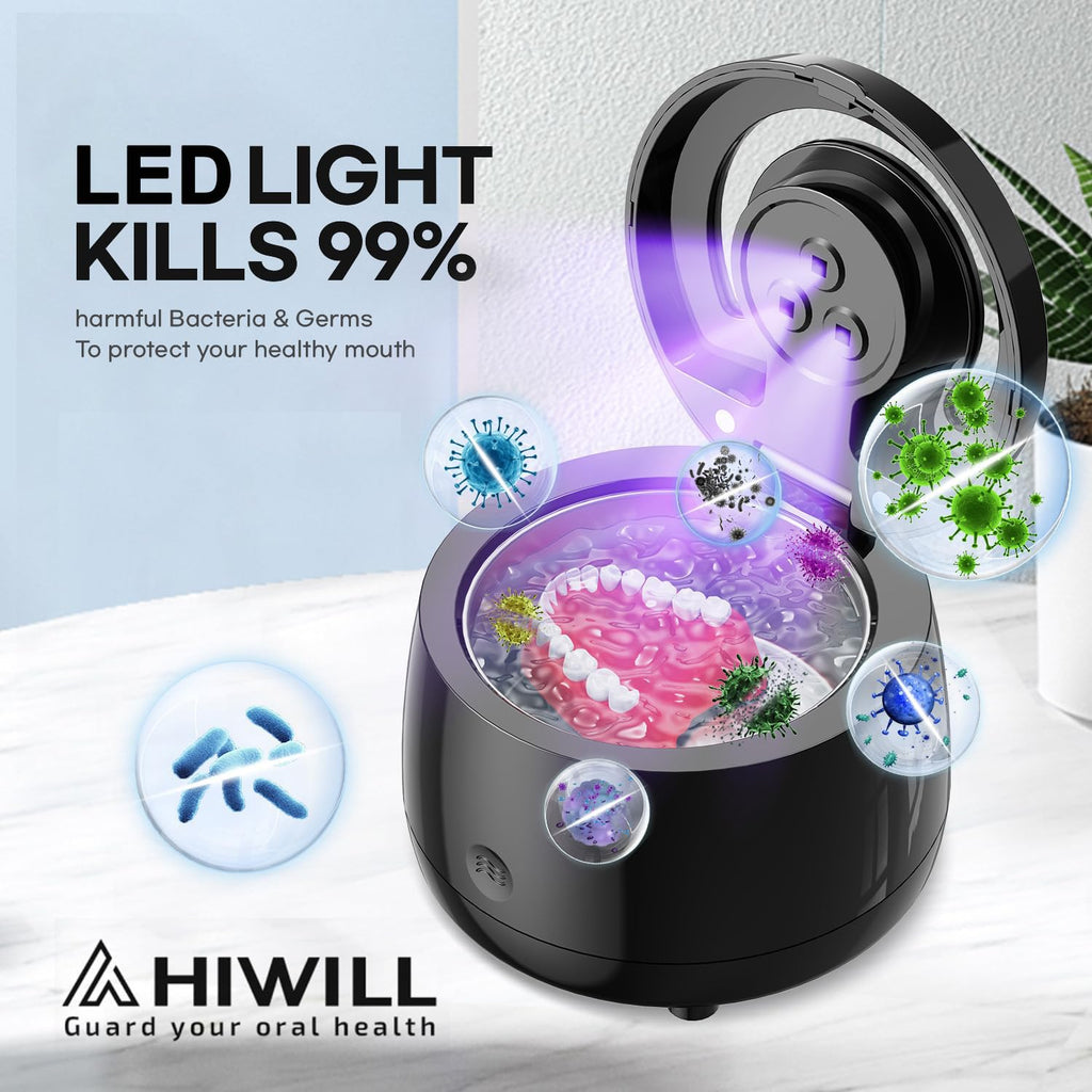 Hiwill Ultrasonic Cleaner For Retainer Cleaning Machine: 43000Hz Sonic Dental Clean Pod For Denture Mouthguard