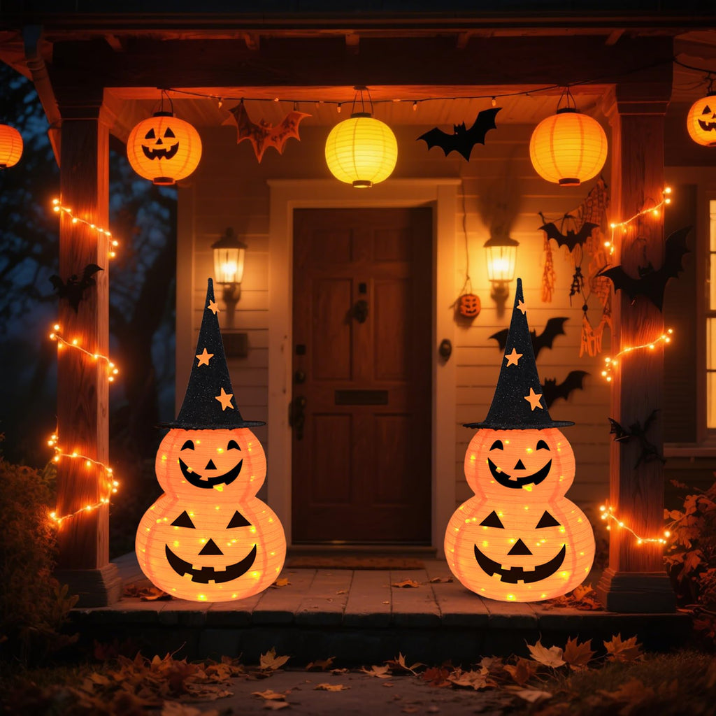 3FT Pumpkin Halloween Decorations Outdoor, 8 Modes Battery Operated Pumpkin Decorations, Collapsible Jack-o-Lantern Halloween Lights for Home, Party, Yard, Porch Thanksgiving Fall Decorations