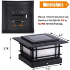 Dynaming 4x4 Solar Post Cap Lights Outdoor with Flickering Flame Light, Black Shell Fence Post Solar Lights Fit Vinyl/Wooden Posts, Brightness LED Lighting Decor for Garden Deck Patio, 12 Pack