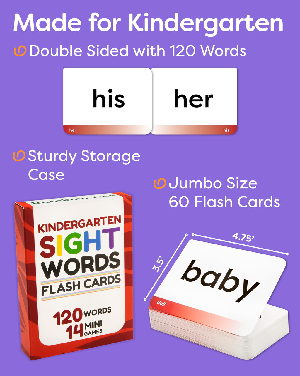 Sight Words Flash Cards Kindergarten - 120 High Frequency Words from Dolch's and Fry's Lists for 4-6 Years