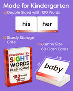 Sight Words Flash Cards Kindergarten - 120 High Frequency Words from Dolch's and Fry's Lists for 4-6 Years
