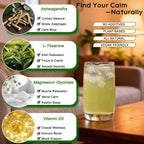 Cortisol Calm Drink Mix with Magnesium Glycinate Powder, L-Theanine, Vitamins, and Ashwagandha for Relaxation & Focus | Adaptogen Drink & Cortisol Support | 30 Packets (Lemon & Lime Flavor)