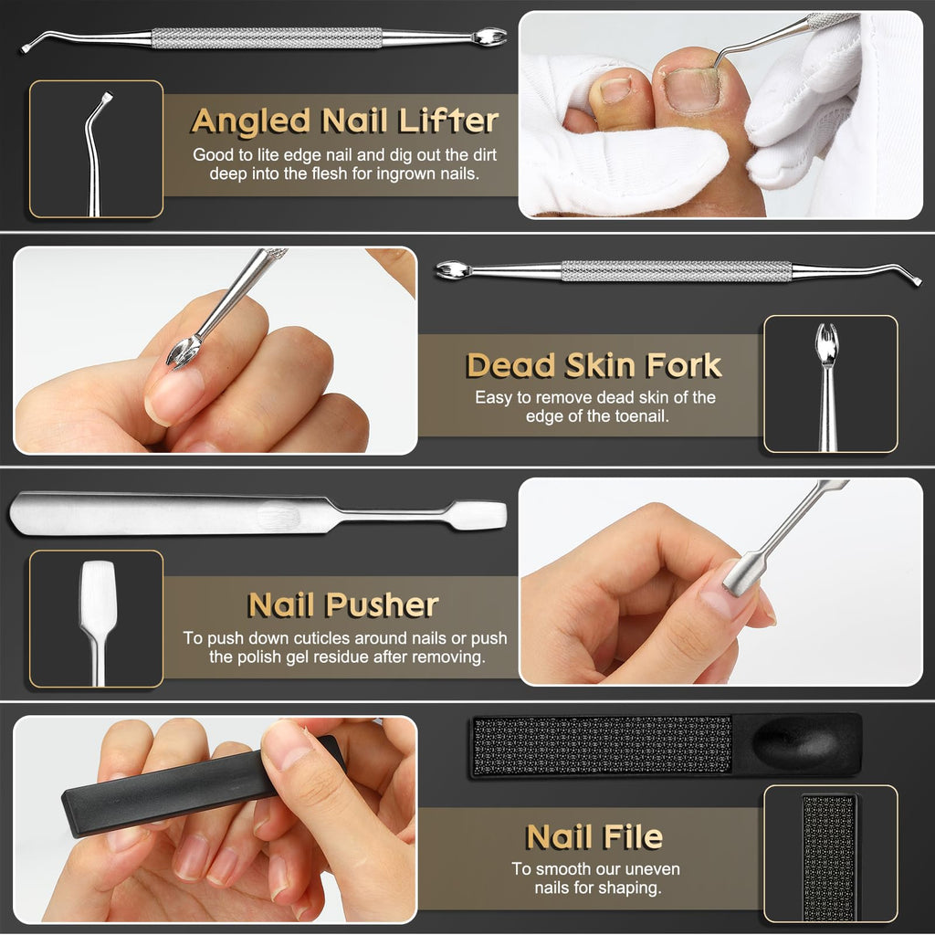 Toenail Clippers for Thick & Ingrown Nails, Professional Nail Clipper Set with Pedicure Tool, Super Sharp Fingernail Cutter with Catcher, Podiatrist Toe Nail Clippers Kit for Seniors, Men & Women