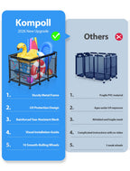 Kompoll Pool Float Storage - Rolling Mesh Pool Storage Bin for Noodles, Goggles, Floats & Balls, XXL Large Outdoor Pool Toy Organizer with Wheels for Swimming Accessories, Black
