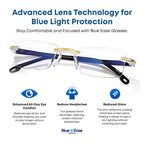 FREEZE2TRIM Blue Ease Optics Glasses for Women and Men No Blue Light Glasses For Men and Women Ease Eye Strain from Screen Computer Gaming BlueEase-Optics Eyeglasses with Clear Frame & Travel Case