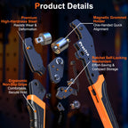 Preciva 3-Size Grommet Tool Kit - 1/2" 1/4" 3/8" Hole Punch & Eyelet Setting Tool with 300Pcs Grommets | Handheld Eyelet Plier for Tarps, Tents, Canvas, Vinyl & Leather Crafting