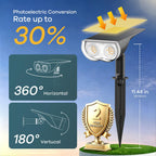 Linkind Solar Lights Outdoor Waterproof IP65, StarRay Dusk-to-Dawn Outdoor Solar Lights, 3 Lighting Modes Solar Spot Lights Outdoor for Garden, Yard, Landscape (Daylight, 2 Pack)