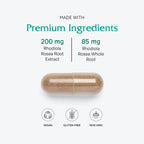 Vitanica Rhodiola Rosea Root Extract 200mg, Dr. Formulated, 3% Rosavins & 1% Salidroside, Rhodiola Root 85mg, Vegan, 60 Capsules