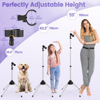 BShome Adjustable Hair Dryer Stand, 29-59 Inch Hair Dryer Holder with Tripod and Universal Clip, 360-Degree Rotating Blow Dryer Stand for Bathroom, Vanity, Makeup Room
