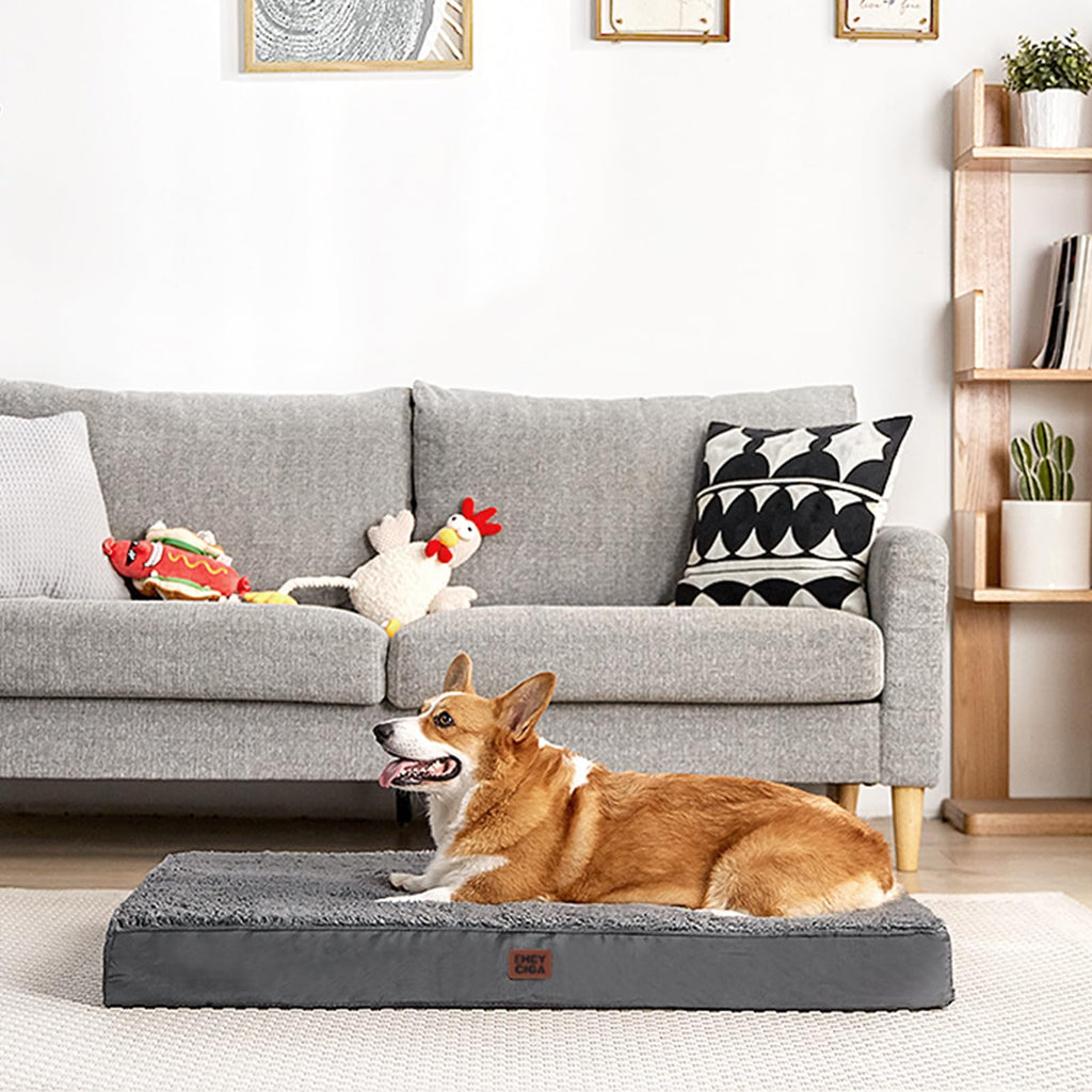 EHEYCIGA Orthopedic Dog Bed Large with Removable Washable Cover, 41IN Grey