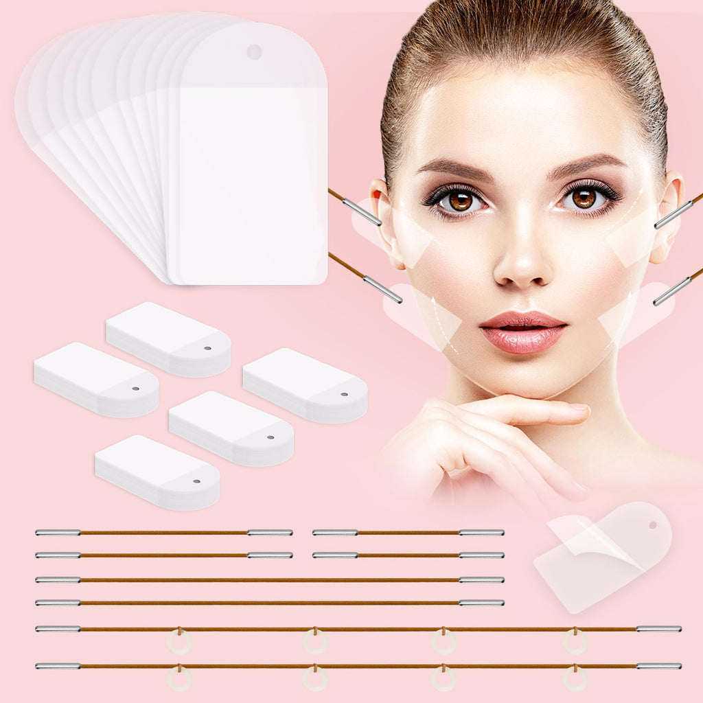 Neck Tape Lifting Invisible,Face Tape Lifting Invisible 140PCS Face Lift Tapes and Bands with 8 Strings Facelift Tape for Face,Neck Tape Lift Turkey for Sagging Skin Double Chin Jowls Eyes Wrinkles