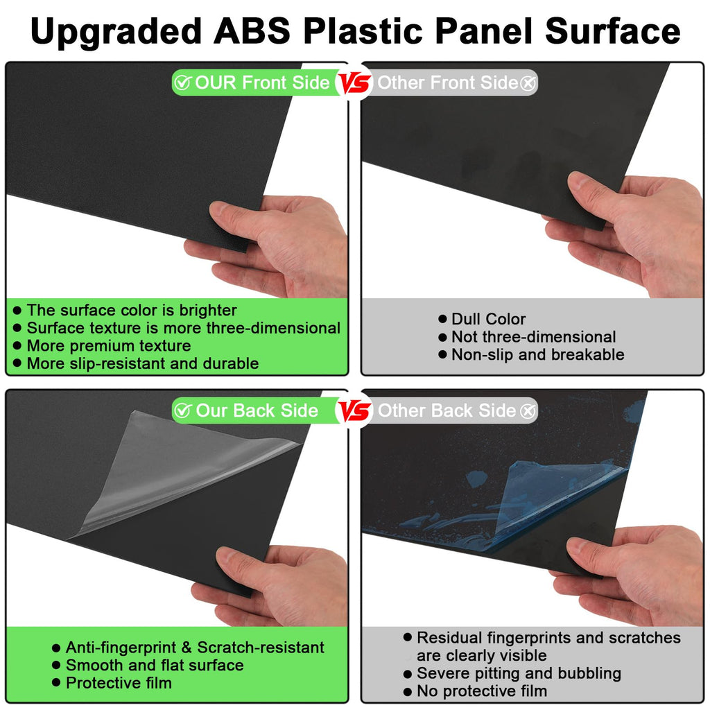 Lswteiz Black ABS Plastic Sheet 24" x 36" x 1/4" Thick Black Rigid Thermoplastic Sheet (Upgrade Surface) 6MM Flexible High Tensile ABS Moldable Plastic Panel for Crafts, DIY, Signs