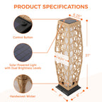 Grand patio 2-Piece Outdoor Floor Lamp Solar Lantern, Water-Resistant Wicker Boho Patio Light with 50/100 Lumens Dual Brightness & Memory Mode for Garden Porch Deck Decor, Large Cindy Natural