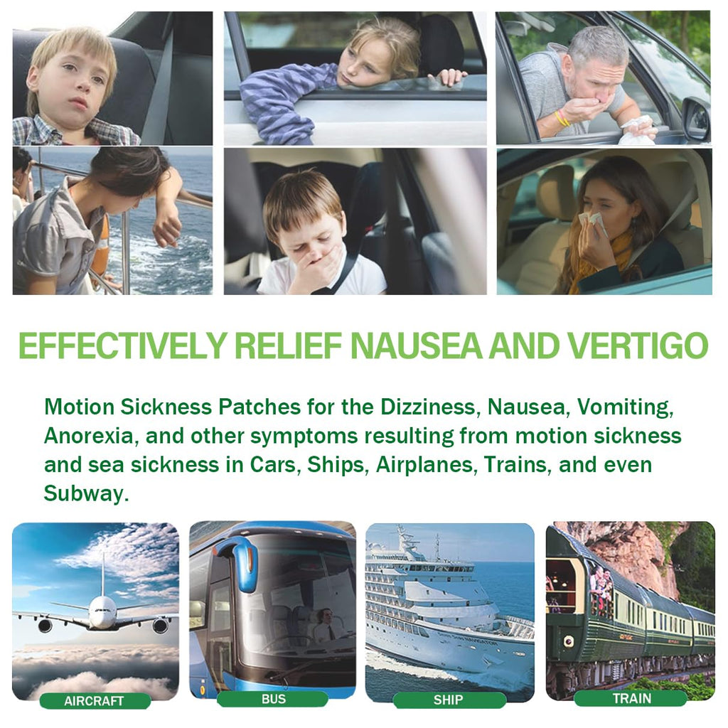 KUNHAOH Motion Sickness Patches Non Drowsy, 100% Natural Sea Sickness Patch(Efficient– Lasts 72 Hours)-for Car Airplane Ship Altitude Sickness(Travel Essentials 2026)-for Adults and Kids(48 Count)
