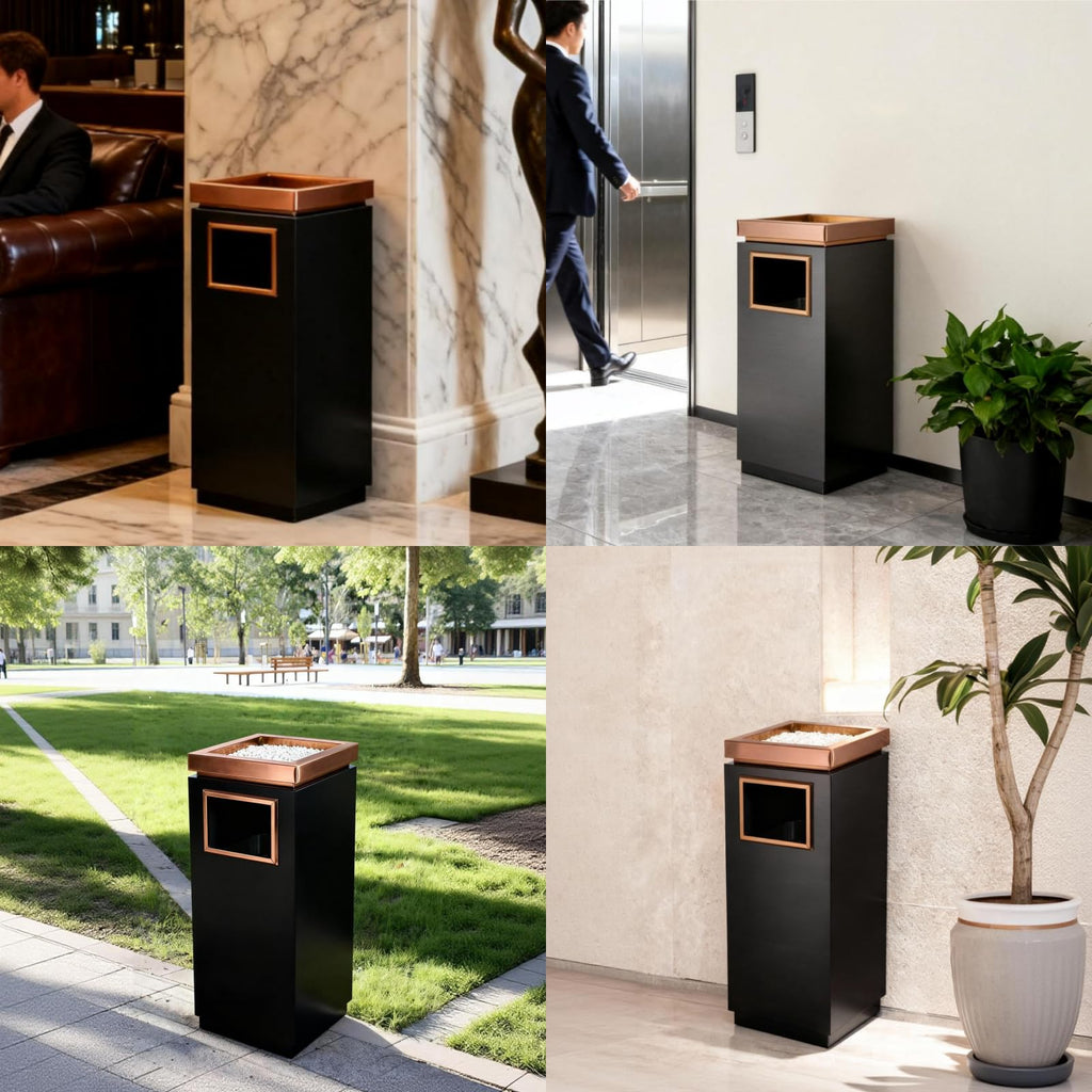 WICHEMI Commercial Outdoor 7 Gallon Trash Can with Lid Stainless Steel