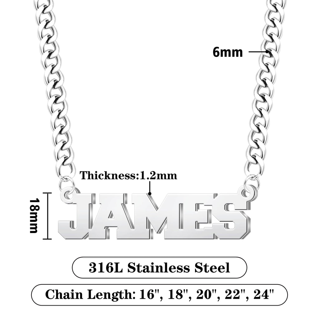Elemtansy Custom Name Necklace for Men, 18K Gold-Plated Name Necklaces with Curb/Figaro Chain, Personalized Birthday Gifts for Men