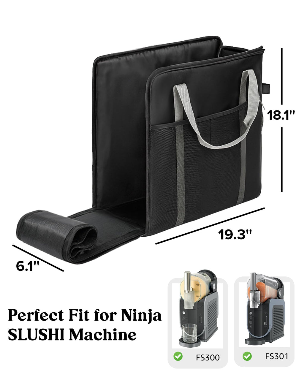 BS-VOG Carrying Bag for Ninja Slushie Machine FS301 & FS300, Portable Travel Tote Storage Bag with Front-Opening Design for Frozen Drink Maker, Thick Padded Protector for Machine Accessories
