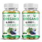 Nature's live Oil of Oregano with Black Seed Oil, 2 in 1 Oregano Supplement for Immune Health, Retains High Concentrated Carvacrol & Thymoquinone, Non-GMO, 60 Softgels, 2 Pack